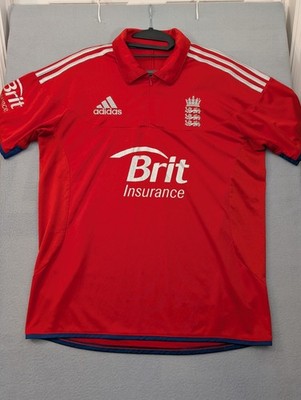 England Team Jersey Cricket Polo Shirt Red Adidas Trikot 2013 English Men s Sz L