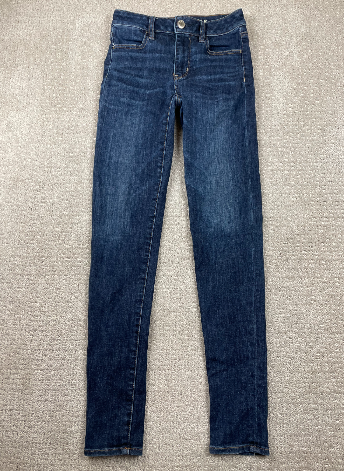 American Eagle Jeans Womens Size 0 Long Skinny Slim Fit Dark Wash Denim Stretch