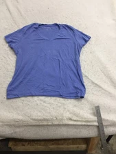 Eddie Bauer T Shirt Womens 3XL Purple White Striped Short Sleeve V Neck