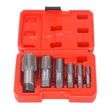 6 Piece NPT Pipe Tap Set Carbon Steel Threading Tool Kit for PVC 1in 3/4in