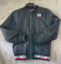 Levi's Black Bomber Boys Jacket XL 13 - 15 Yrs Red Lining Logo Patch Zip Pockets