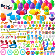 144 Pcs Prefilled Easter Eggs with Toys plus Stickers Inside, Stuffed Toys for E