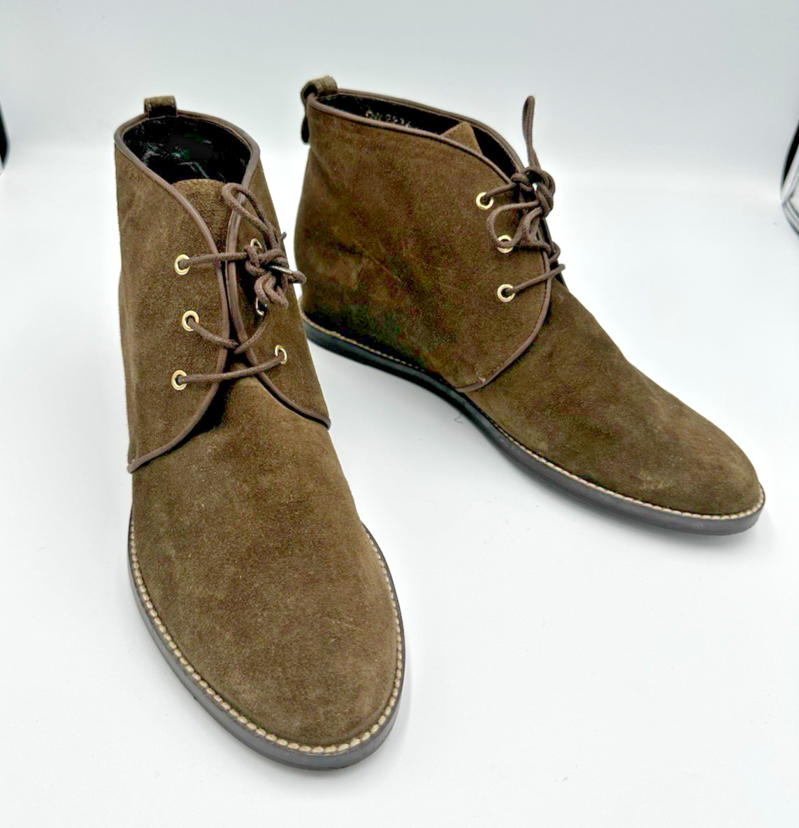 Stuart Weitzman Women’s Green Brown Suede Chukka Lace‑Up Ankle Boots 7M