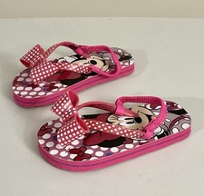 Disney Minnie Mouse Pink Kids Summer Flip Flops with strap size 9/10