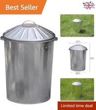 Extra Large 90L Galvanised Metal Dustbin with Locking Lid for Secure Storage