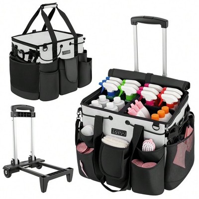 Rolling Cleaning Caddy Bag with Wheels Supplies Organizer Cart