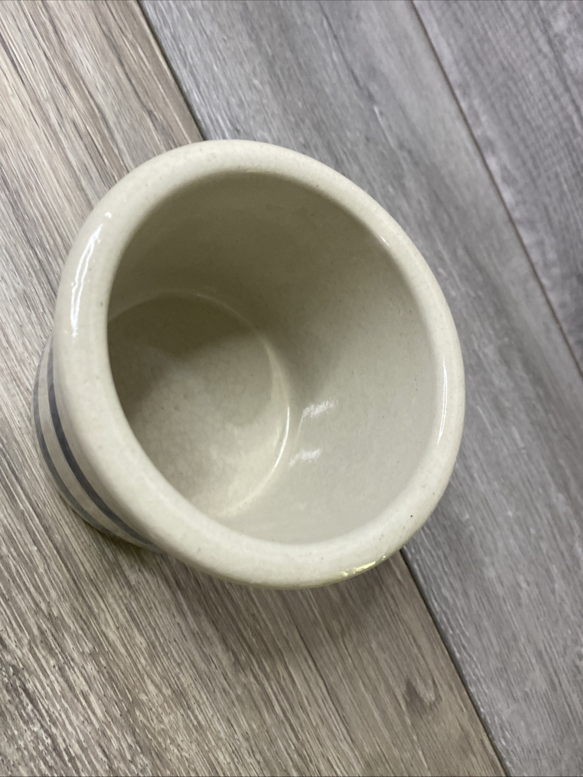 Robinson Ransbottom Pottery Roseville Ohio Crock 1 Pint Blue Stripe Stoneware