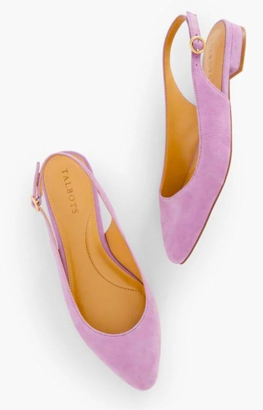 Talbots Lilac Suede Leather Slingback Flats Sandals Luxury Almond Toe sz  8 M