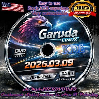 Garuda Linux KDE 2026.03.09 Live Installer DVD - SHA256 Verifyed - Fast Shipping