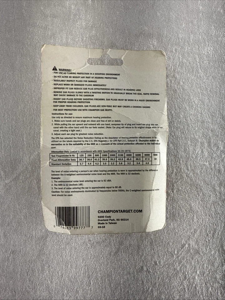 6 pares de tapones para los oídos de espuma Champion Range & Target, naranja Foto 2 de 3