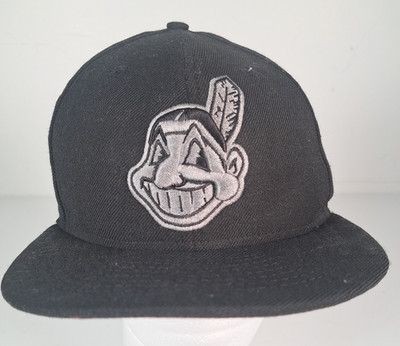 Cleveland Indianer Chief Wahoo Mütze Kappe Wolle schwarz New Era 59Fifty tailliert 7 1/4