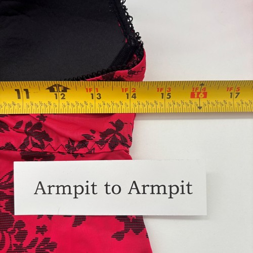 Rotes geblümtes Damen Y2K Bustier Schlupf Kleid Größe Large Mini 1990er Spitze Whmisgoth - Bild 5 von 6