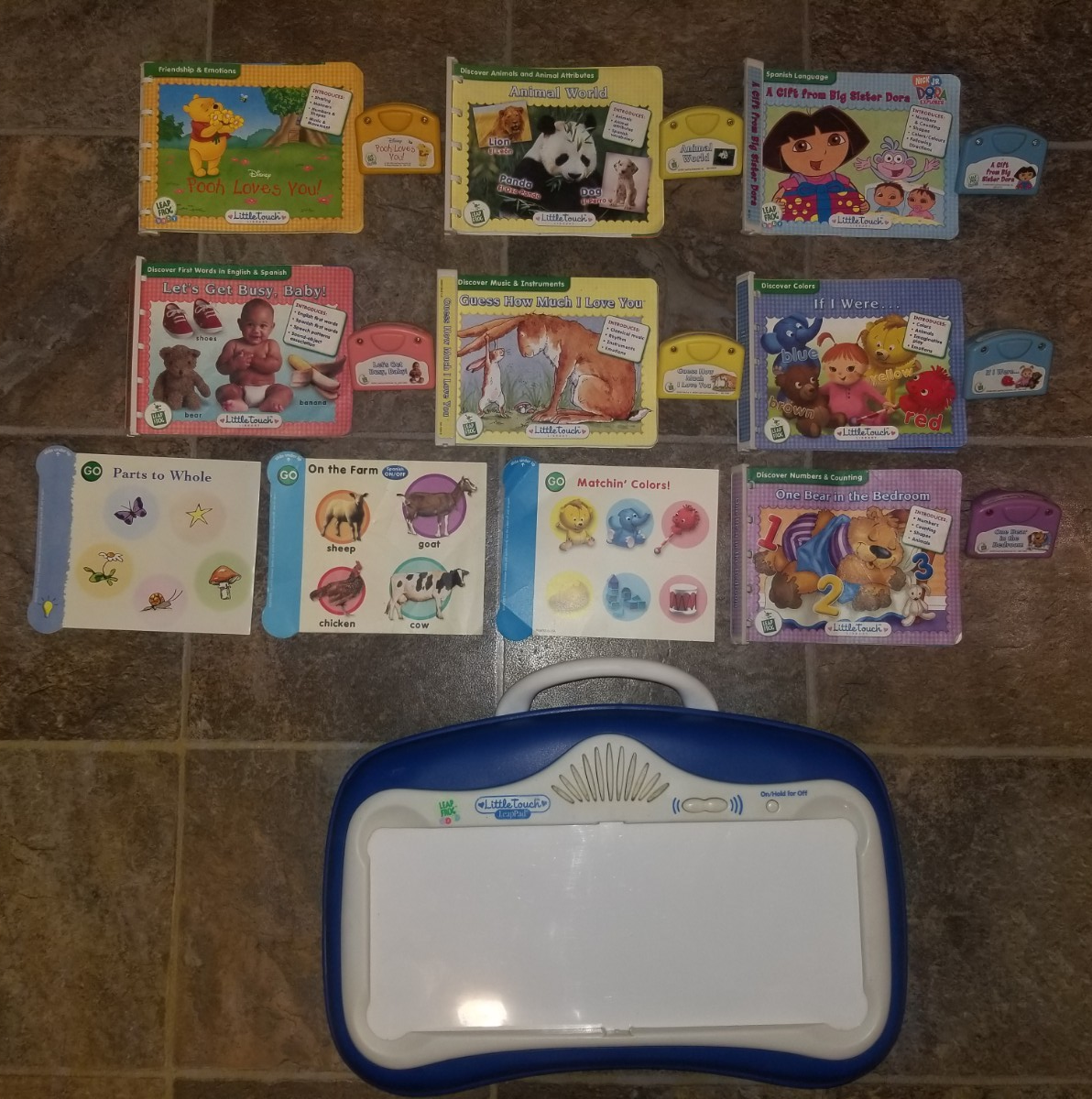 2003 LeapFrog Little Touch LeapPad System, 7 Cartridges, Books