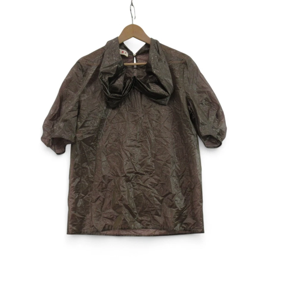 Marni Sheer Top Blouse UK 14 Brown Polyamide Silk Nylon Womenswear - Preloved — 第 3/4 张图片