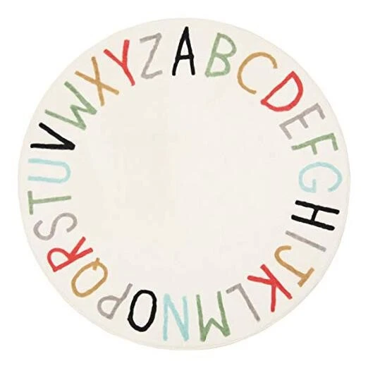 Rainbow Round Kids Play Rug Alphabet Nursery Area Rug Extra Large Soft