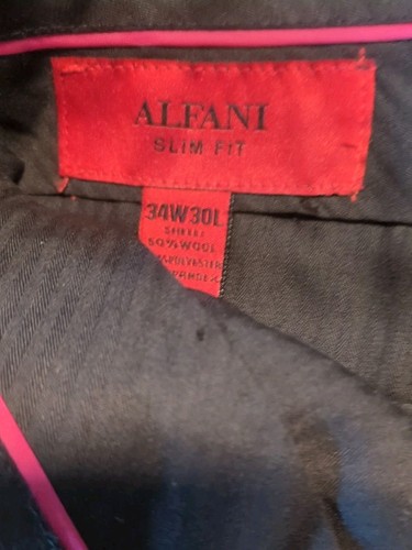 Vintage Alfani Wool Trousers Gray Plaid 34" X 30" L Pants Slacks Dress Suit - Picture 5 of 6