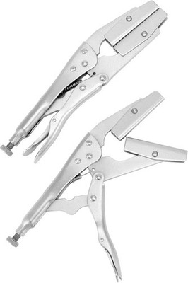 QWORK Radiator Hose Clamp Set, 2 Pieces 10'' Self-Locking Pinch Off Silver 