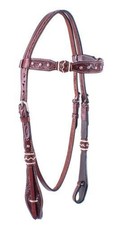 Showman Rawhide Braided Leather Browband Headstall w/ Crystal Rhinestone Studs