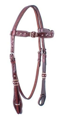 Showman Rawhide Braided Leather Browband Headstall w/ Crystal Rhinestone Studs