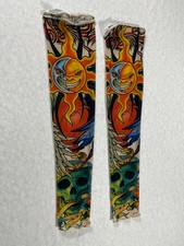 Tattoo Arm Sleeves Sun Skull Rose Fake Tattoo Cover Unisex UV Protection Cosplay