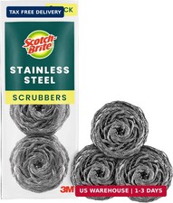 Scotch-Brite Stainless Steel Scrubbers, Scouring Pads for Cleaning Tough Baked-O