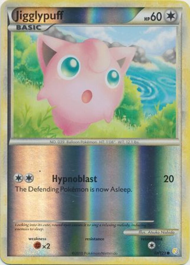 1x Jigglypuff - 68/123 - Common - Reverse Holo Lightly Played Pokemon HGSS - Hea