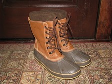 L.L. Bean Men's Snow Boots W/Tumbled Supple Brown Leather Size 13M Hardly Used