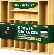 ROYAL CRAFT WOOD Luxury Bamboo Kitchen Drawer Organizer