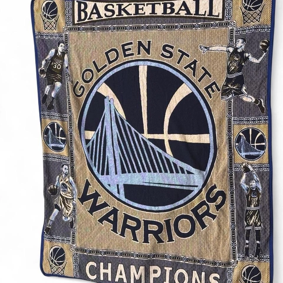 RARE NBA Golden State Warriors Champions Heavy Blanket 90x73 Blue&Yellow  #A10