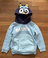 Bluey Kids Boy Girl Cute Character Cozy Long Sleeve Pullover Hoodie Lt Blue 7-8