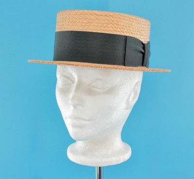 Men's VTG 1920s Straw Boater / Skimmer Hat Sz 7 20s Sailor Straw