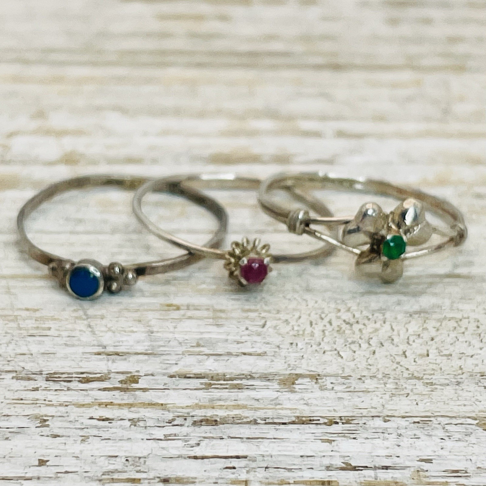 3 Tiny Serling Silver Stackable Rings 925 Sizes 6… - image 5