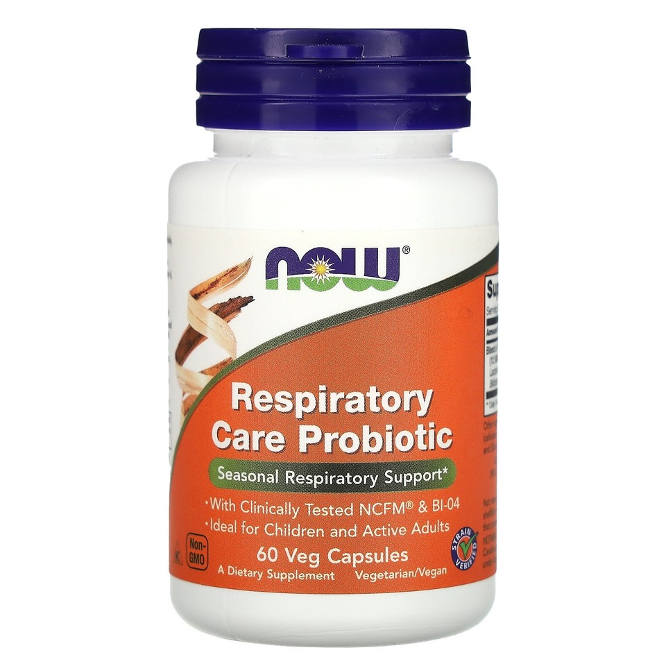 Now Foods Respiratory Care Probiotic 60 Veggie Caps GMP Quality Assured, Vegan,