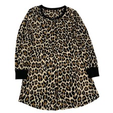Kate Spade Brushed Jersey Long Sleeve Sleepshirt Nightgown Leopard Cheetah Print