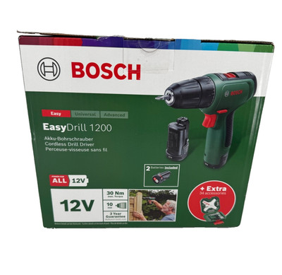 Bosch EasyDrill  1200 Akku-Bohrschrauber Set 2x Akkus + 34 tlg Zubehör - Neu OVP