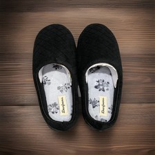 Dearfoams Womens Leslie Washable Memory Foam Terry Clog Slipper, Black, Size XL