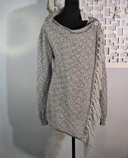 CEASIKERY Womens Tassel Hem Sweater Long Cardigan Knitwer Pullover Poncho Coat M