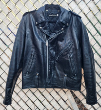 Vintage 1970s Harley Davidson Leather Motorcycle Jacket Men L / 44 Wool Lined