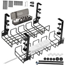 Cable Management Tray, No Drill Wire Management Rack, Office Wire 2 Pack