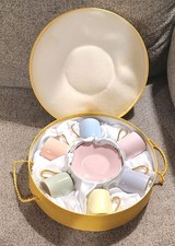 Classic Coffee Tea Tea Cup Saucer Set Multicolor Pastels Gold