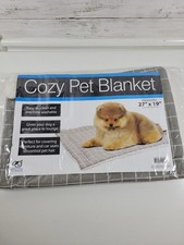 Pet Blanket Crate Mat Reversible Gray/White Fleece 27x19 NEW Dog Cat Bed