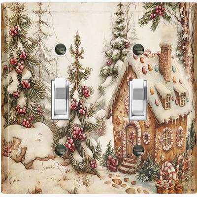 Metal Light Switch Outlet Cover Wall Plate Gingerbread House Christmas SAN143