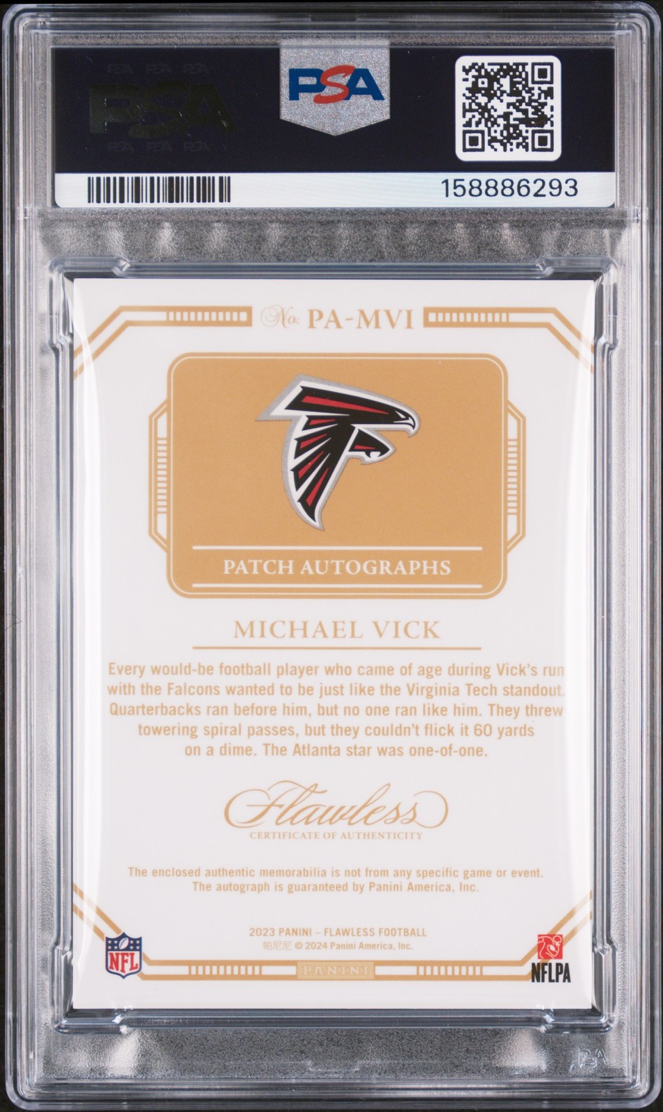 2023 PANINI FLAWLESS PATCH AUTOS #PAMVI MICHAEL VICK 20/25 PSA 8 view 2