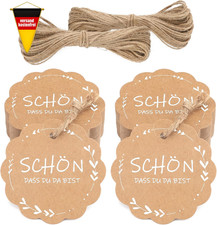 Geschenkanh&auml;nger 6cm Kraftpapier rund f&uuml;r Hochzeiten und DIY Gastgeschenke mit S