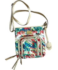 Nicole Miller Crossbody Bag Multicolor Floral Adjustable Strap Small Travel 