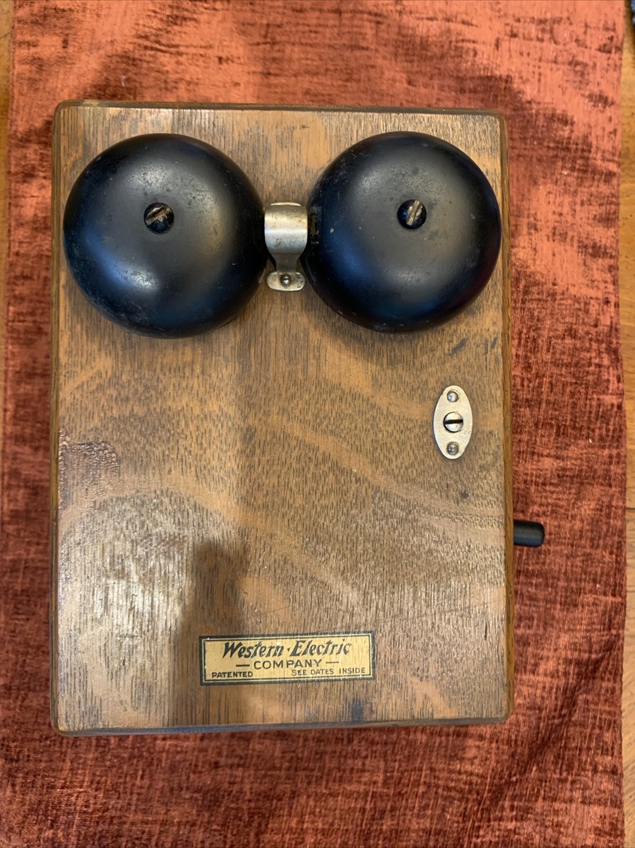 Western Electric Antique Oak Ringer Wall Box Phone Bells Crank | eBay