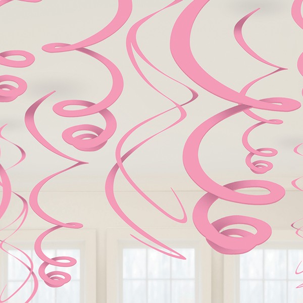 12 Swirl Rotor Spiralen Girlanden Farbig Hell Rosa Raum Deko Dekoration Party-image