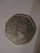 Rare 50p coin 1997 Bailiwick of Guernsey Fresia Flowers