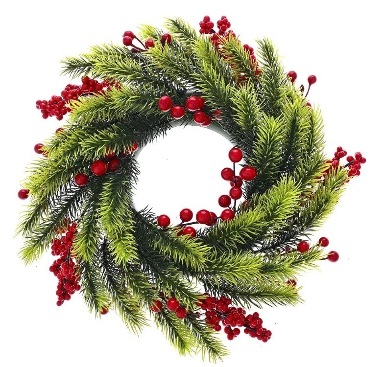 RILOSTORE 33cm Adventskranz Deko Beerenkranz Weihnachten Kranz Tannenkranz Weihnachtskranz