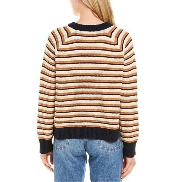 Pull Crop Madewell Arden à Col V Rayé – Taille L, Neuf Sans étiquettes, Coton Doux